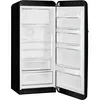 An open black SMEG refrigerator with its interior visible. Produktbild-Vorschau