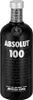 A black bottle of Absolut 100 Vodka with silver accents and text on a white background. Produktbild-Vorschau