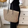 Große, handgefertigte Strohtasche für Damen, hellbraun Produktbild-Vorschau 6