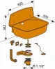Diagram showing the components and dimensions of a sink basin. Produktbild-Vorschau