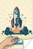 MuchoWow® Poster Vintage - Rakete - Knopf 80x120 cm - Produktbild-Vorschau 1