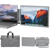 A portable monitor and laptop setup, along with a carrying case and the monitor in a folded state. Produktbild-Vorschau