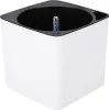 A white self-watering planter with a black inner pot and a blue water level indicator. Náhľad obrázku produktu