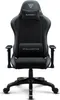 A black gaming chair with a headrest and lumbar support, shown from the front on a white background. Produktbild-Vorschau
