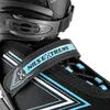A close-up view of the upper part of a black inline skate with blue accents. Anteprima dell’immagine prodotto