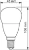 A technical drawing of a light bulb with dimensions indicated. Voir les images du produit