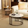 MODFU Couchtisch rund schwarz,2er set Sofatisch mit weiße Produktbild-Vorschau 4