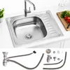 lavello da incasso in acciaio inox 58CM, angolare + ripiano Anteprima dell’immagine prodotto 1