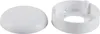 A white plastic dome cover and a white plastic base are shown side-by-side against a white background. Produktbild-Vorschau