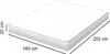 A white mattress with dimensions indicated by black lines and text. Produktbild-Vorschau