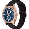 A close-up, angled view of an Emporio Armani men's chronograph watch with a blue dial and rose gold casing, set against a plain white background. Produktbild-Vorschau