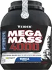 A black plastic tub of Weider Mega Mass 4000 protein powder with a vanilla flavor. Náhľad obrázku produktu