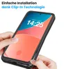 Hands are shown installing a black phone case onto a smartphone. Produktbild-Vorschau