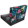 A two-piece cushion set for outdoor furniture, featuring a dark gray base and a backrest with a vibrant floral pattern. Náhled obrázku produktu