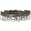 vidaXL 11-tlg. Garten-Essgruppe mit Kissen Grau Poly Rattan Produktbild-Vorschau 1