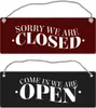 We are open oder we are closed Wendeschild mit Kordel in Produktbild-Vorschau 1
