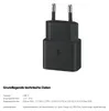 A black USB-C fast charging adapter with technical specifications listed below. Produktbild-Vorschau