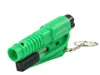 A green safety hammer and seatbelt cutter keychain is shown against a white background. Produktbild-Vorschau