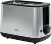 A studio shot of a silver and black AEG toaster on a white background. Náhľad obrázku produktu