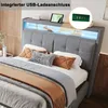 Merax Lit rembourré 140x200 cm avec LED, USB, lit double Voir les images du produit 6