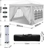 Diagram showing the dimensions of a folded tent and a tent bag, alongside a partially shown tent. Náhled obrázku produktu