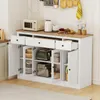 COSTWAY Kredens, 140 cm, szafka kuchenna z 3 szufladami, 2 Podgląd zdjęcia produktu 4