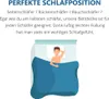 Illustration of a person sleeping under a duvet in bed, with text about sleep positions and duvet features. Produktbild-Vorschau