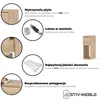 A collage of images and text highlighting the features of a bedside table. Podgląd zdjęcia produktu