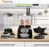 A kitchen counter with a food processor, blender, and accessories. Produktbild-Vorschau