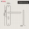 A diagram showing the dimensions of a door handle. Anteprima dell’immagine prodotto