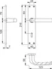 Technical drawing of a door handle set with dimensions. Podgląd zdjęcia produktu
