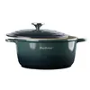 A dark green Dutch oven with a silver lid handle, shown from a front-side angle. Podgląd zdjęcia produktu