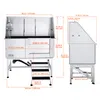 Diagrams showing the dimensions of a stainless steel dog grooming tub. Anteprima dell’immagine prodotto