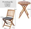 A diagram showing the dimensions of a bistro table and two chairs, with text indicating the product contents. Náhľad obrázku produktu