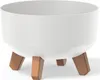 A white planter pot with three brown legs. Anteprima dell’immagine prodotto