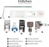 An image showing various sewing machine presser feet and a tool, with numbered labels and corresponding German text descriptions. Produktbild-Vorschau