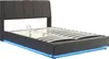 Letto imbottito LED 'Tröstiar' con rete Lino 140 x 200 cm Anteprima dell’immagine prodotto 2