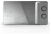 A studio shot of a silver microwave oven. Produktbild-Vorschau