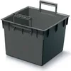 A dark gray, speckled plastic storage bin with handles and a divider is shown against a white background. Produktbild-Vorschau