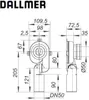 Technical drawing with dimensions of a Dallmer urinal siphon. Anteprima dell’immagine prodotto