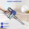 A hand holding a cordless vacuum cleaner, demonstrating its use on a countertop. Produktbild-Vorschau