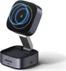 A gray and silver wireless charger with a blue glowing charging indicator is shown against a white background. Náhled obrázku produktu