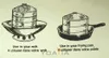 Diagrams showing how to use a bamboo steamer set in a wok and a frying pan. Produktbild-Vorschau