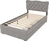 A single bed frame with a tufted headboard and wooden slats for mattress support. Anteprima dell’immagine prodotto