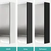 A collage of three identical mirrored cabinets, each shown in a different color: white, gray, and black, with their respective color names labeled below. Voir les images du produit
