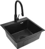 A black kitchen sink with a black faucet against a white background. Anteprima dell’immagine prodotto
