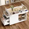 Merax: toletta con piano in vetro su rotelle, credenza a 5 Anteprima dell’immagine prodotto 1