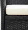 A close-up view of a black rattan chair with a white cushion. Náhled obrázku produktu