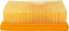 A rectangular air filter with orange plastic frame and yellow pleated paper filter medium, presented on a white background. Produktbild-Vorschau