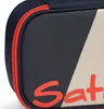 A close-up view of a pencil case with a diagonal color block design. Produktbild-Vorschau